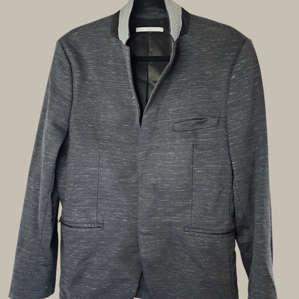 Calvin Klein Dark Charcoal Heavy Textured Cotton knit Blazer 40/medium